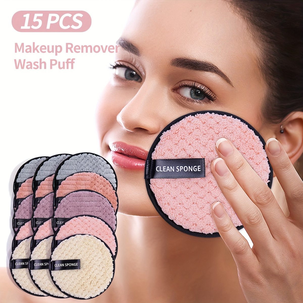 Pink Microfiber Facial Cleaner Towel Makeup Remover Face Cleansing Sponge  Puff Reusable Cosmetic Puff Cleaning Pad