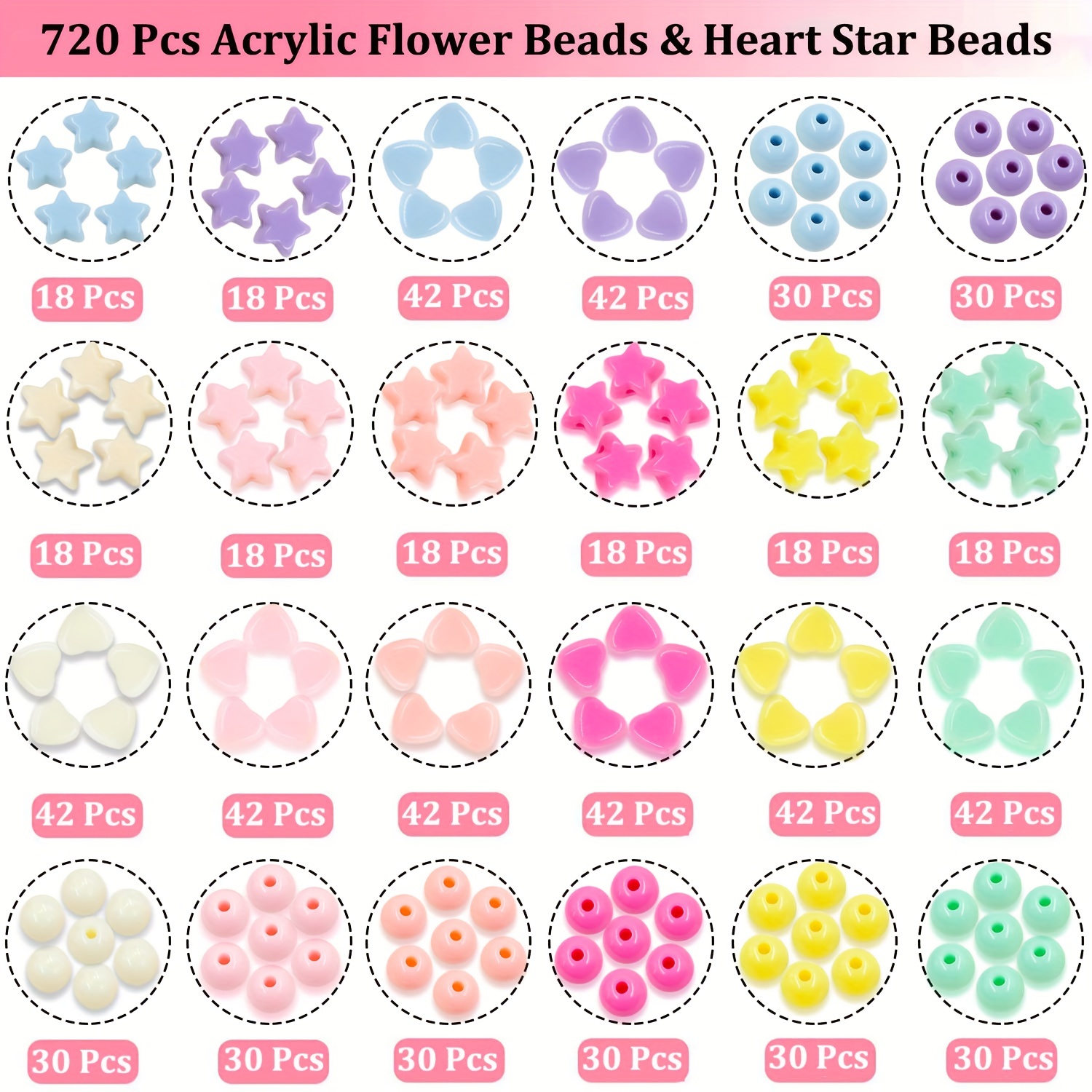 100pcs/Set Fashionable Candy Color Acrylic Star Spacer Beads DIY Beads For  Kids Beaded Bracelet Necklace Jewelry Making Fun Beads