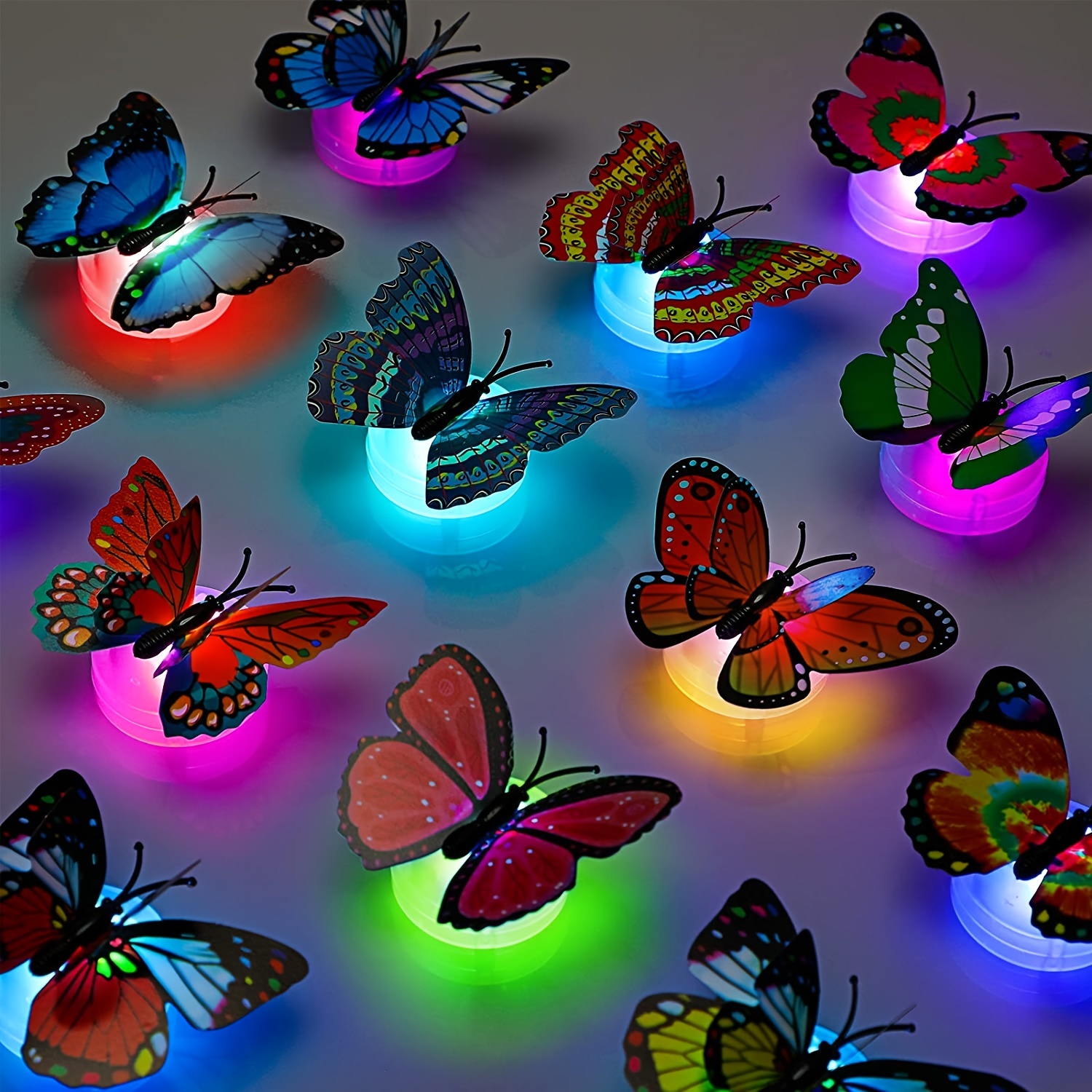 24pcs 3d led butterfly decoration night light sticker single and double wall light for garden backyard lawn party festive party nursery bedroom living room details 1