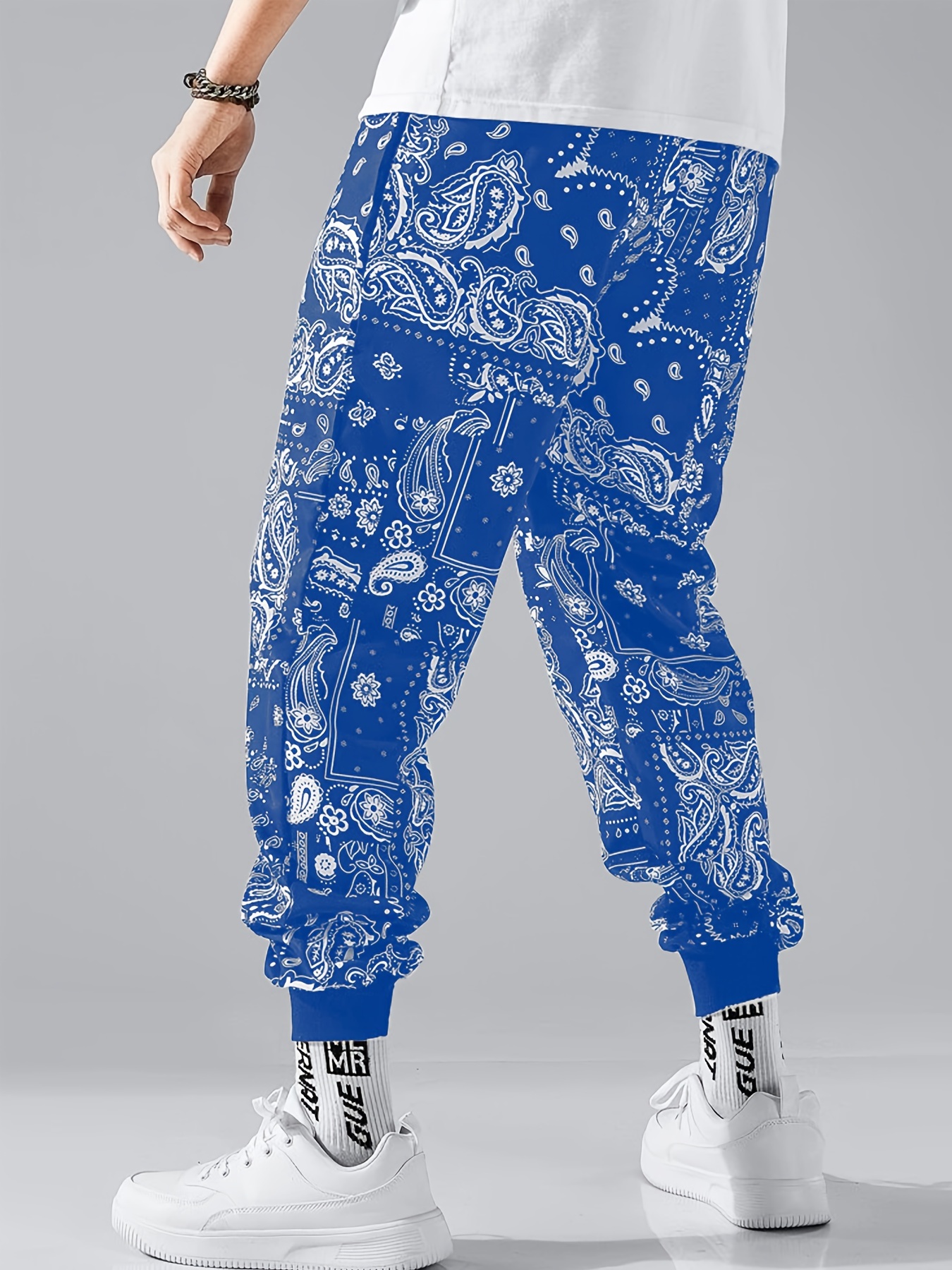 Paisley Pattern Joggers Tapered Pants Men's Casual Street - Temu