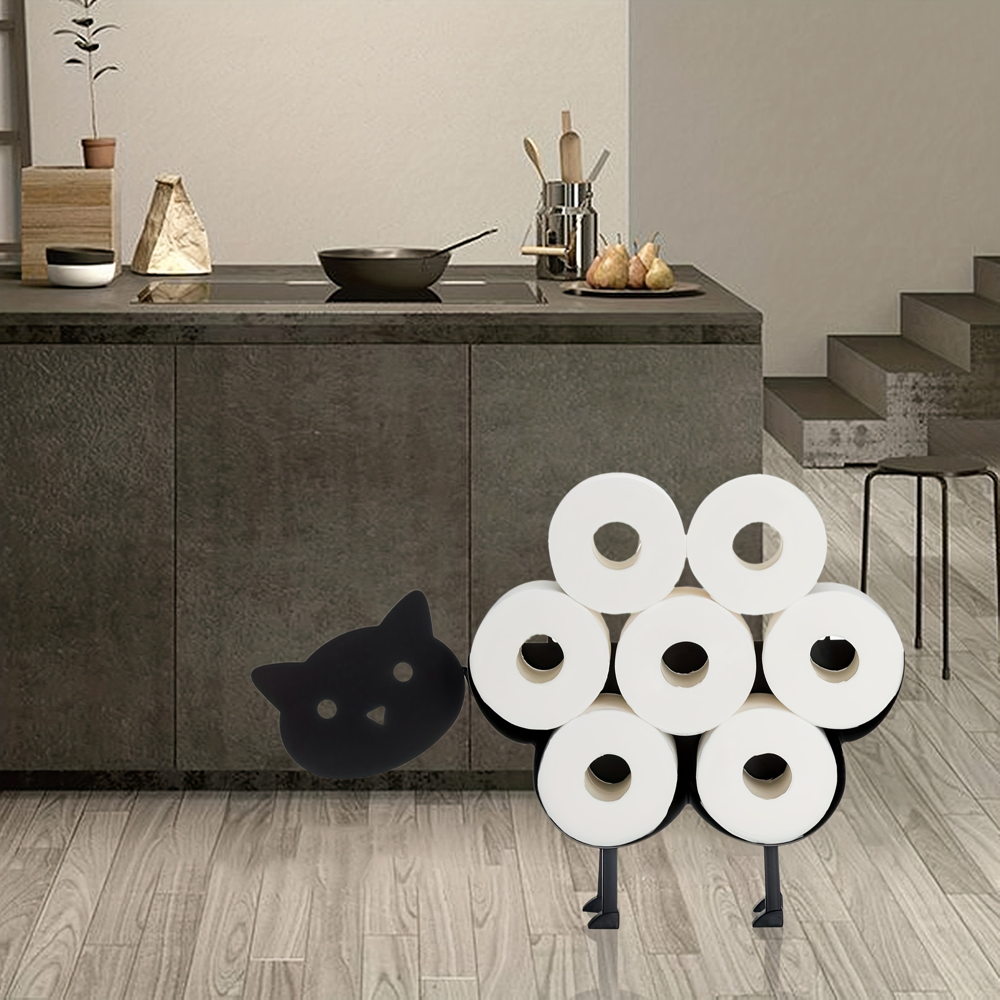 Cute Animal Sheep Paper Holders,Black Metal Toilet Tissue Holder,Decorative  Metal Paper Holder,Toilet Paper Storage for Bathrooms,FreeStanding Metal