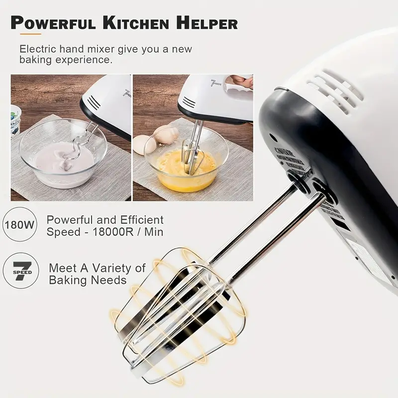 1pc electric hand mixer 7 speed hand held egg beater whisk breaker electric mixer home appliances stirrer electric food mixers kitchen bowl aid whisk mixing details 2