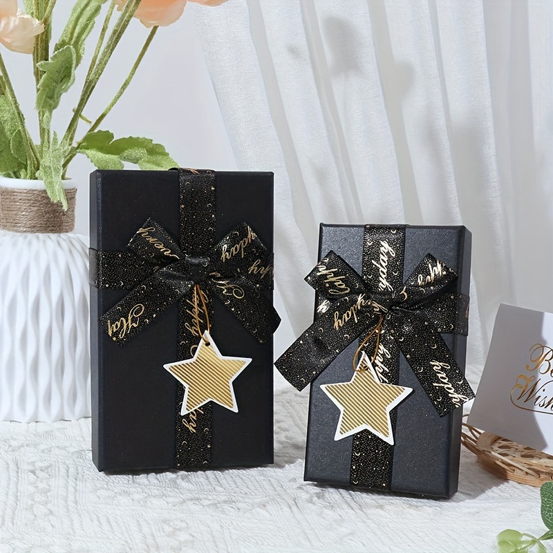 Black Red Printed Golden Gift Wrapping Ribbon Christmas - Temu