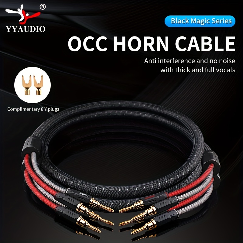 Cable de altavoz principal HIFI OCC, cable de audio de alta gama,  antiruido, fibra de carbono, cabeza banana, conector en Y