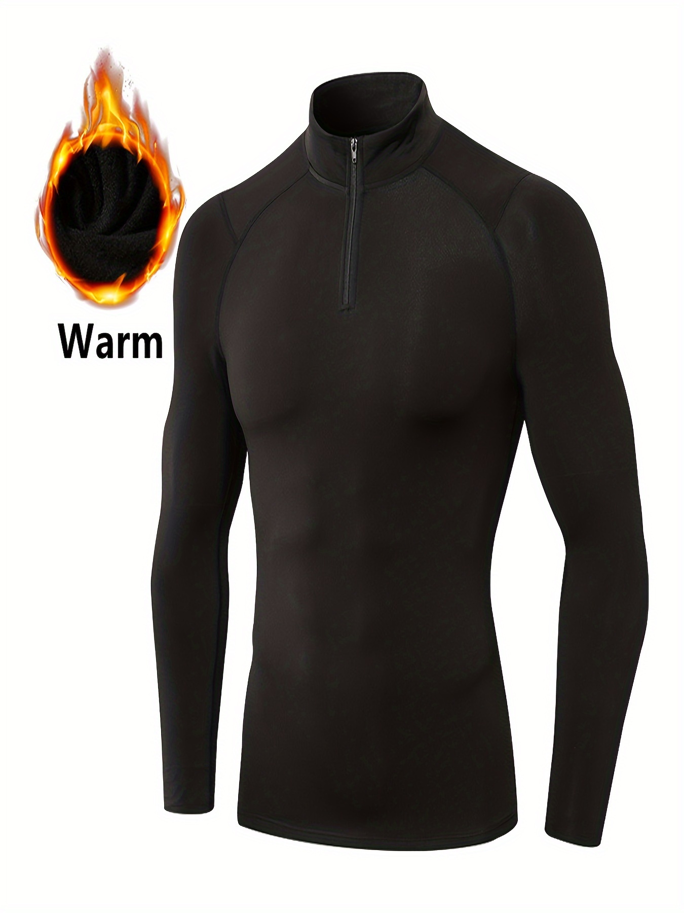 Men's Warm Fleece Compression Long Sleeve T shirt High - Temu
