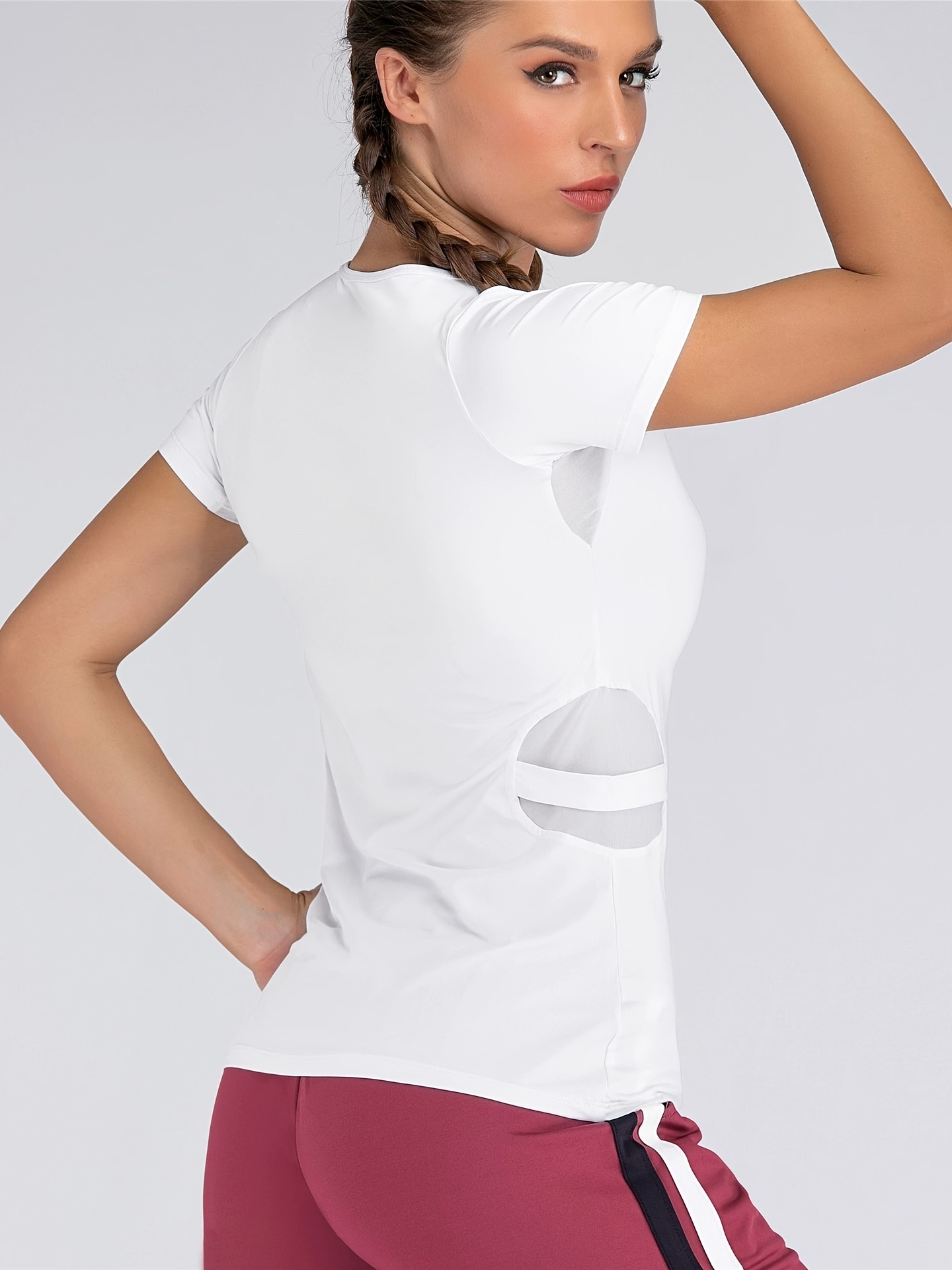 Women's Mesh Hollow Long Sleeve Athletic T shirt Breathable - Temu