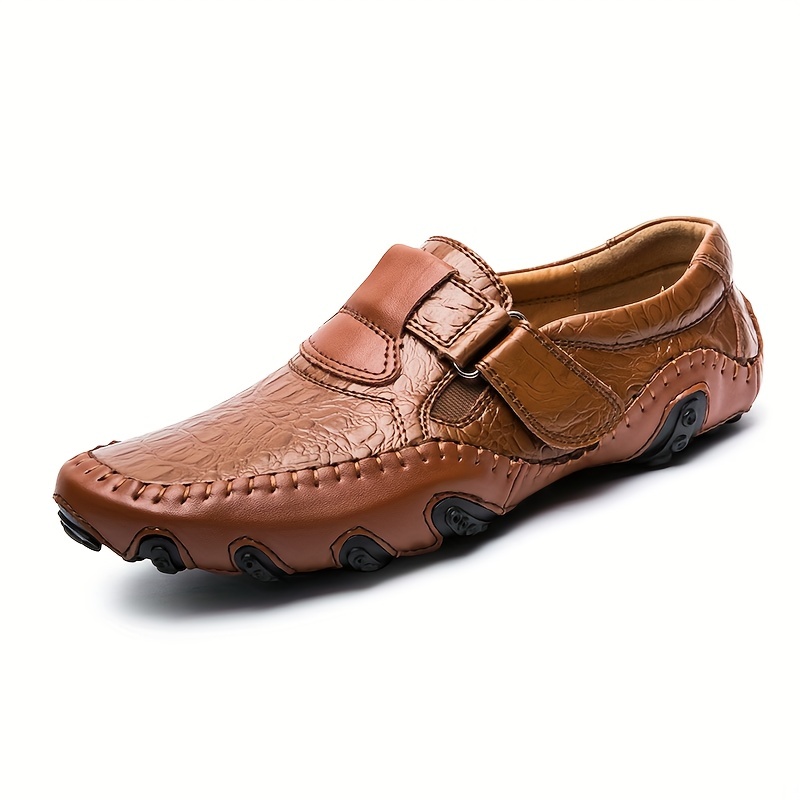 Mens Button Loafer Shoes Comfy Non Slip Slip On Shoes Mens