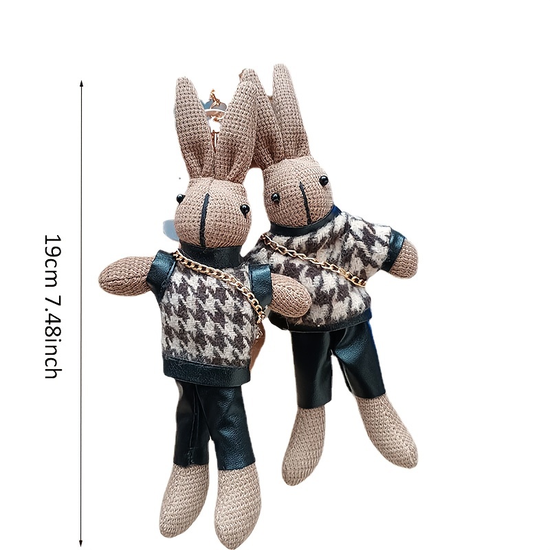 Houndstooth Rabbit Doll Keychain Cute Animal Key Ring Purse Bag Backpack  Car Charm Earphone Accessory Women Girls Gift - Temu Belgium