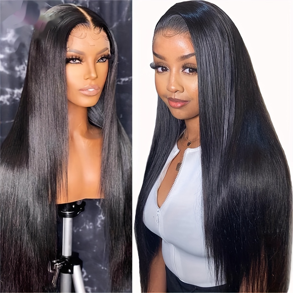 150% Density Straight 13*4 Front Lace Human Hair Wig Natural - Temu