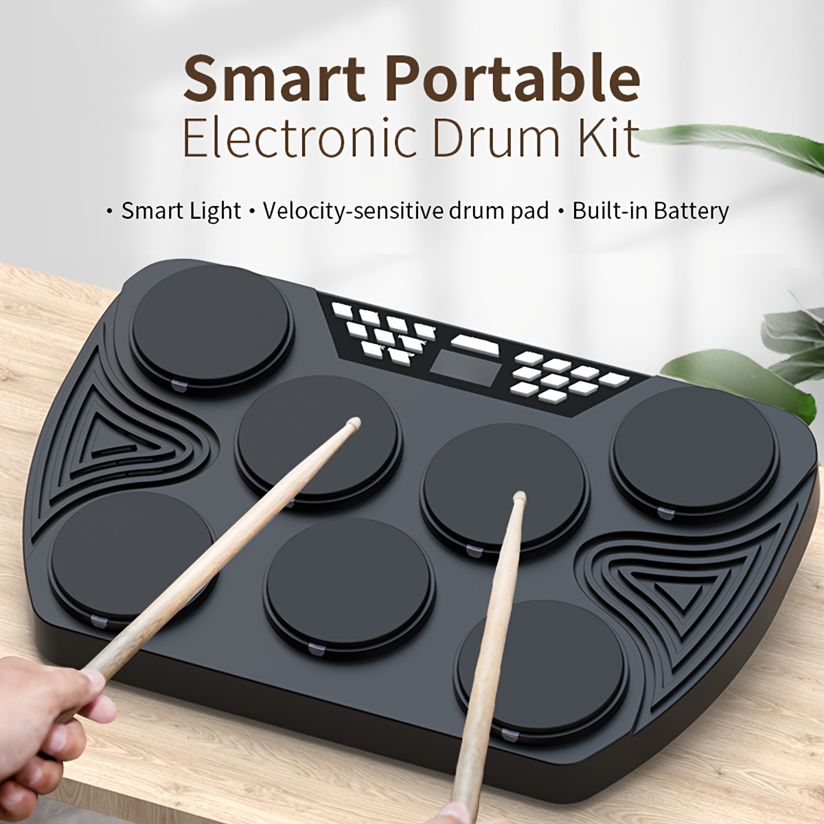 1 Set Electronic Drum Set Lectronic Drum Pad 9 Drum Practice Pad with  Headphone Jack Roll-Up Drum Pad Machine Built-in Speakerfor Kids