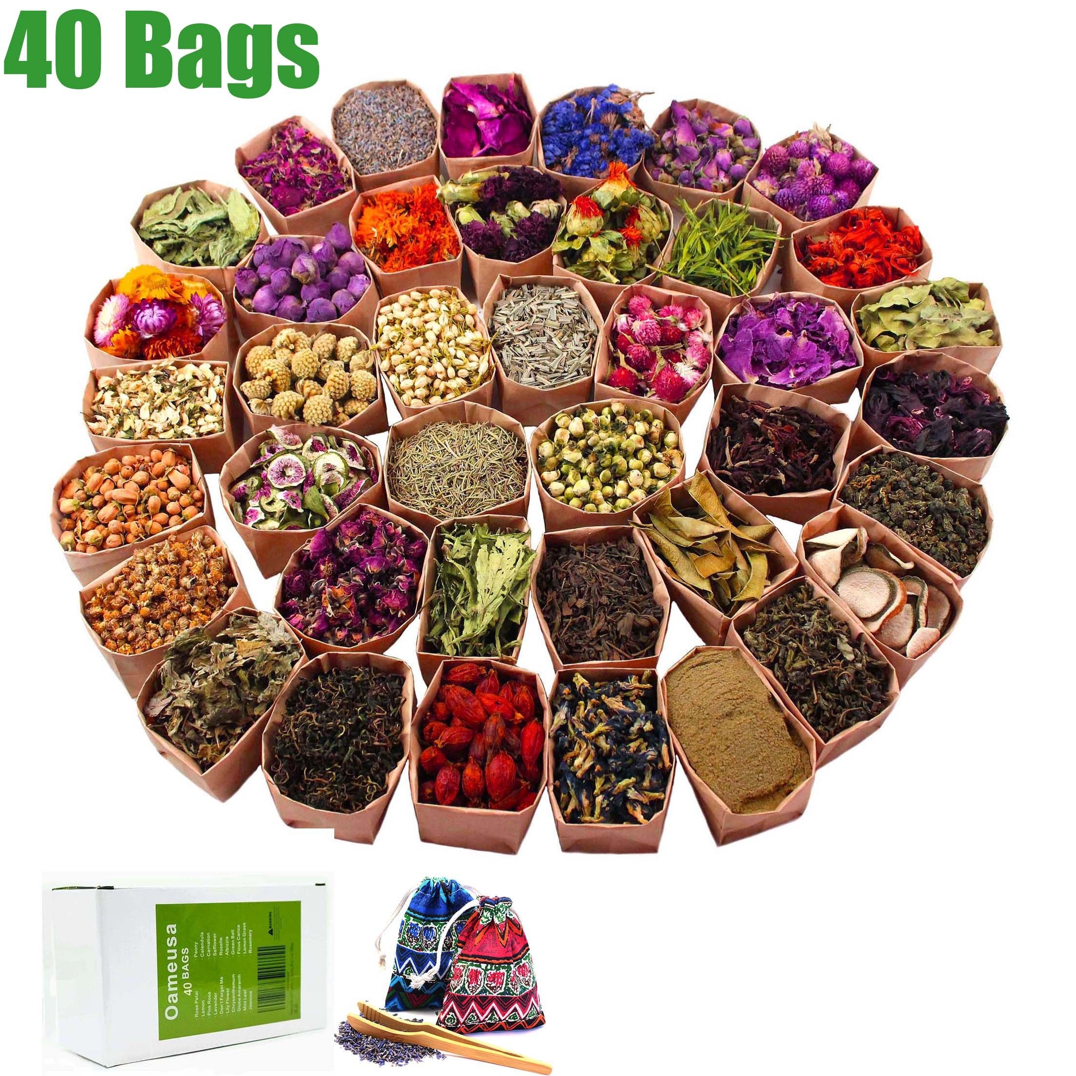 16 Bags Dried Flowers,100% Natural Dried Flowers Herbs Kit for Soap Making,  DIY