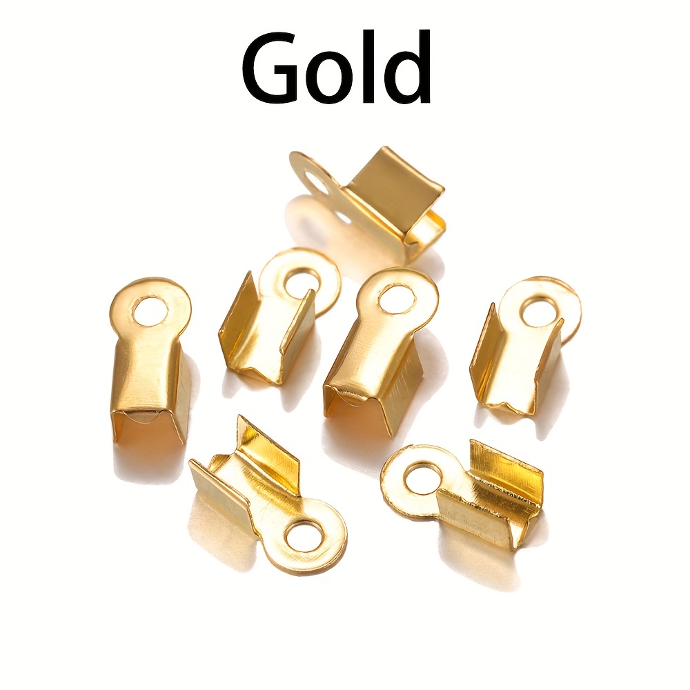 1 Box 100Pcs Cord end caps Brass Ribbon Ending Clasp Terminators