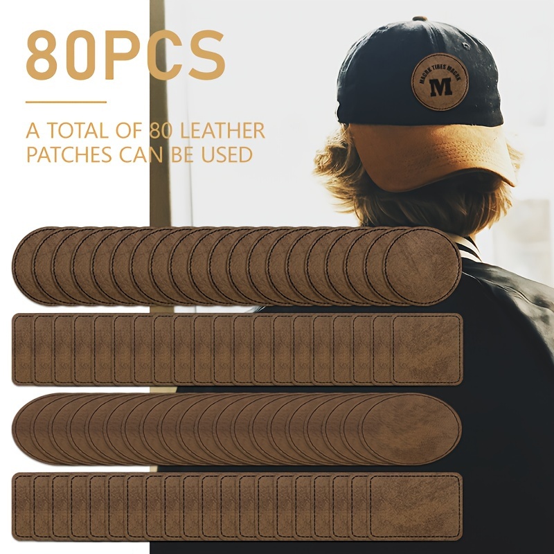 80 Pcs Leather Patches for Hats 4 Styles Blank Leatherette Patches with  Adhesive Laserable Faux Leather Adhesive Patch Supplies for Costume Fabric  Hat
