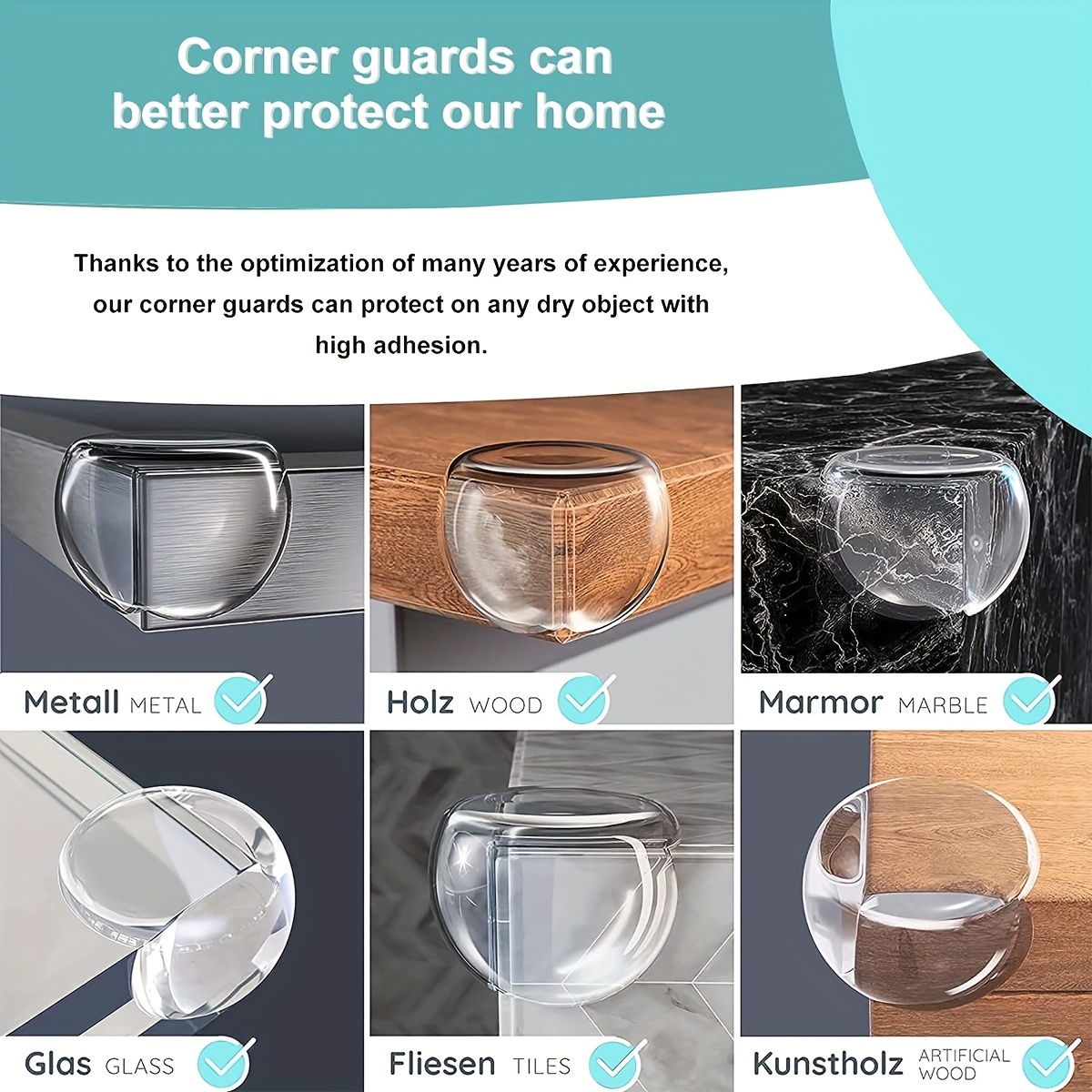 Clear Corner Guards(12 Pack), Clear Edge Bumpers,High Resistant Adhesive  Gel,Corner Protector for Baby,Kids,Furniture,Cabinet,Glass,Coffee Table,ect.
