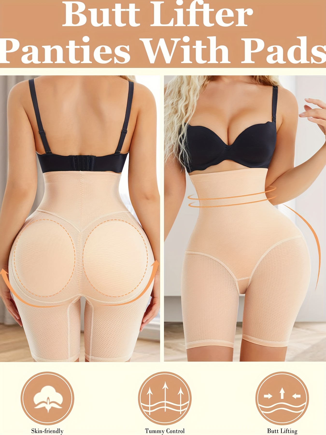 Women High Waist Padded Body Shaper Panty Butt Lift & Hip Enhancer  Underwear US