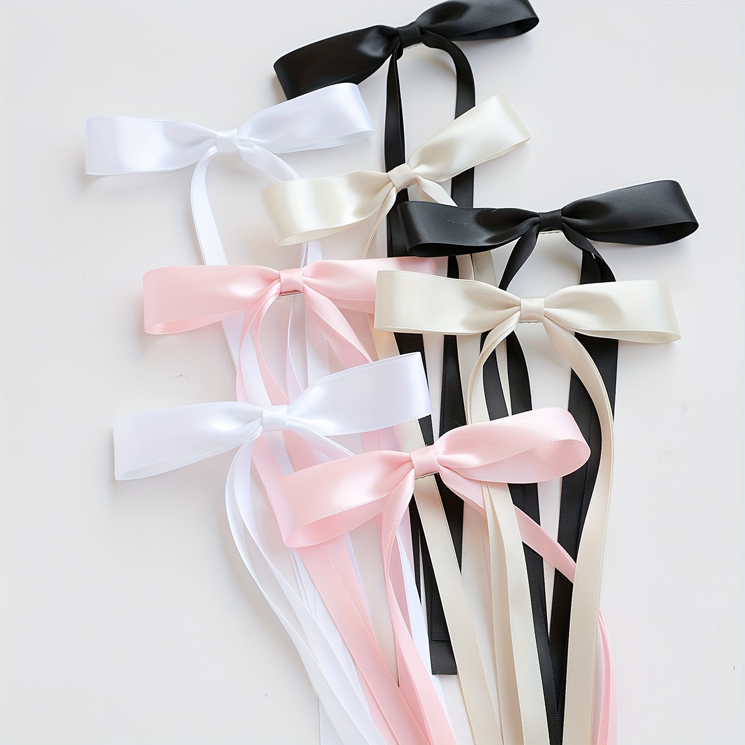 Bow Streamer Side Clips Set Elegant Long Ribbon Bow - Temu