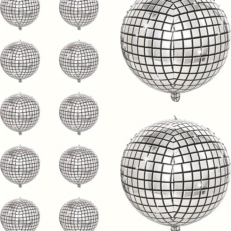 Metallic Disco Silvery Mylar Balloons Disco Ball Balloons - Temu