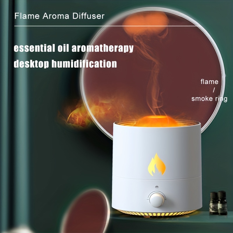 New Volcano Flame Aromatherapy Humidifier Air Diffuser Essential Oils  Ultrasonic Air Purifier Jellyfish Spit Circle Humidifier