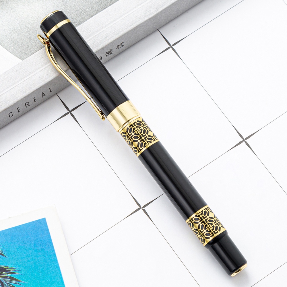 High quality 530 Golden carving Mahogany Business office School student  office Supplies Fountain Pen New Ink