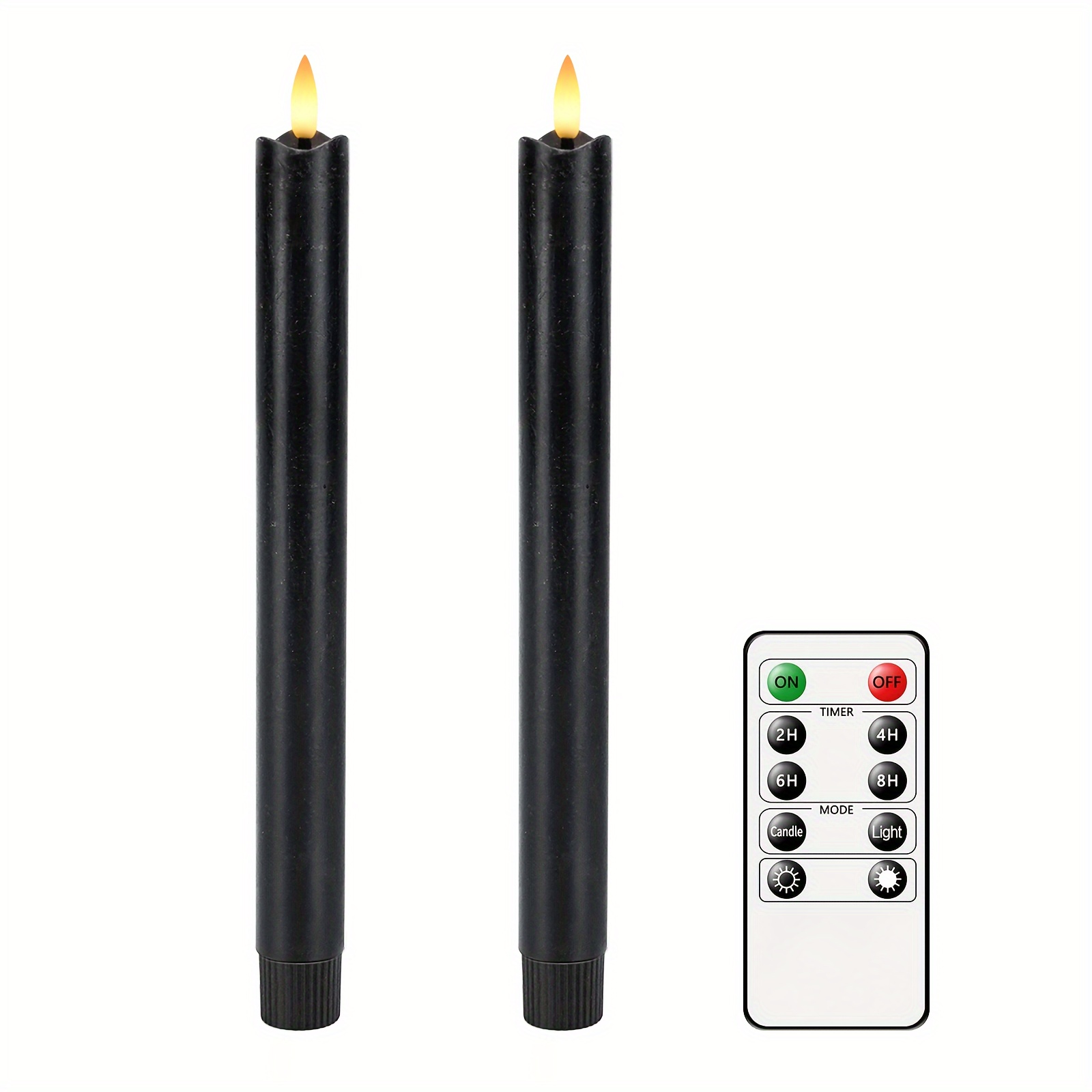 Velas negras sin llama, velas LED pilares con mecha de llama móvil
