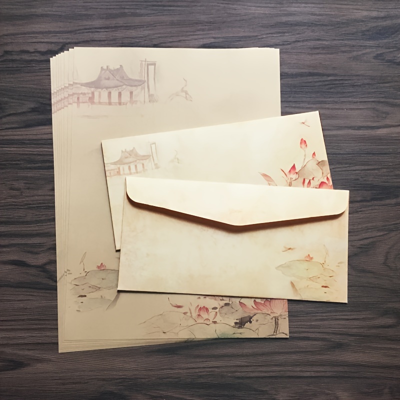Papel Kraft Vintage De 16 Hojas, Papel Para Escribir Cartas, Diseño A5 Para  Cartas De Agradecimiento, Cartas De Amor Románticas, Invitación, Currículu