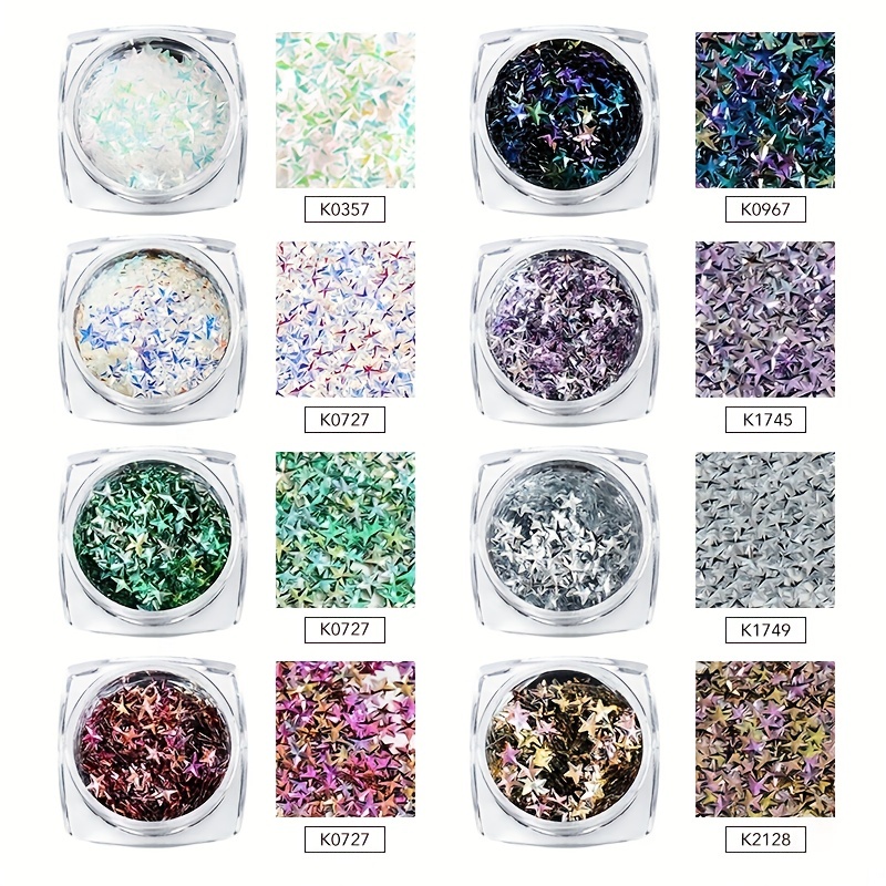 Glitter 3D Holographic Nail Art Decoration Star Sequins Flakes