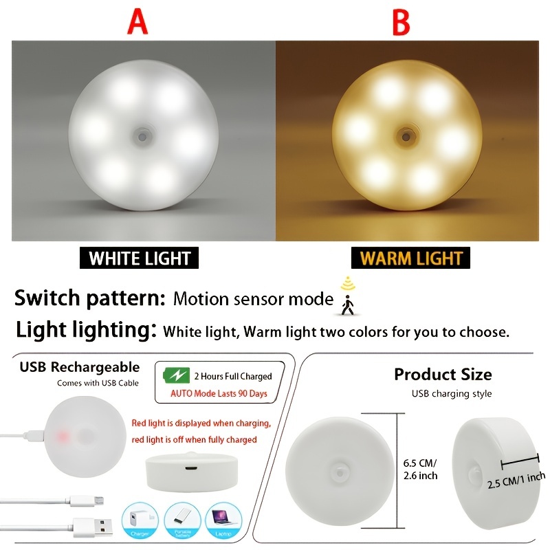 1pc Sensor Movimiento Luces Inducción Iluminación Debajo - Temu