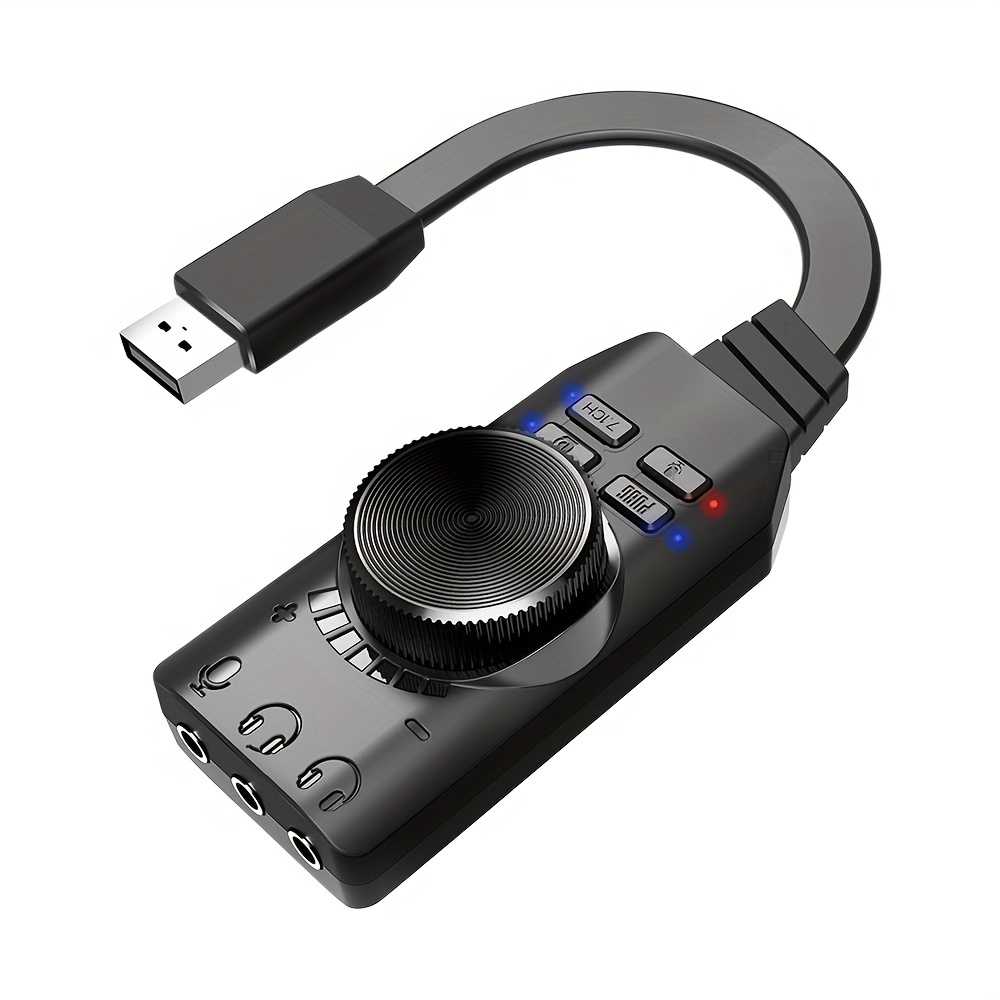 

7.1 Channel External Usb Computer Game Audio Card For Gaming External Usb 3.5mm Adapter Audio Card Plug And Play Pc Laptop
