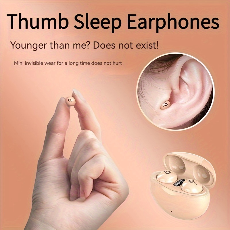 Audífonos invisibles para dormir, inalámbricos, pequeños, pequeños,  discretos, con cancelación de ruido, auriculares para dormir, Bluetooth  5.3