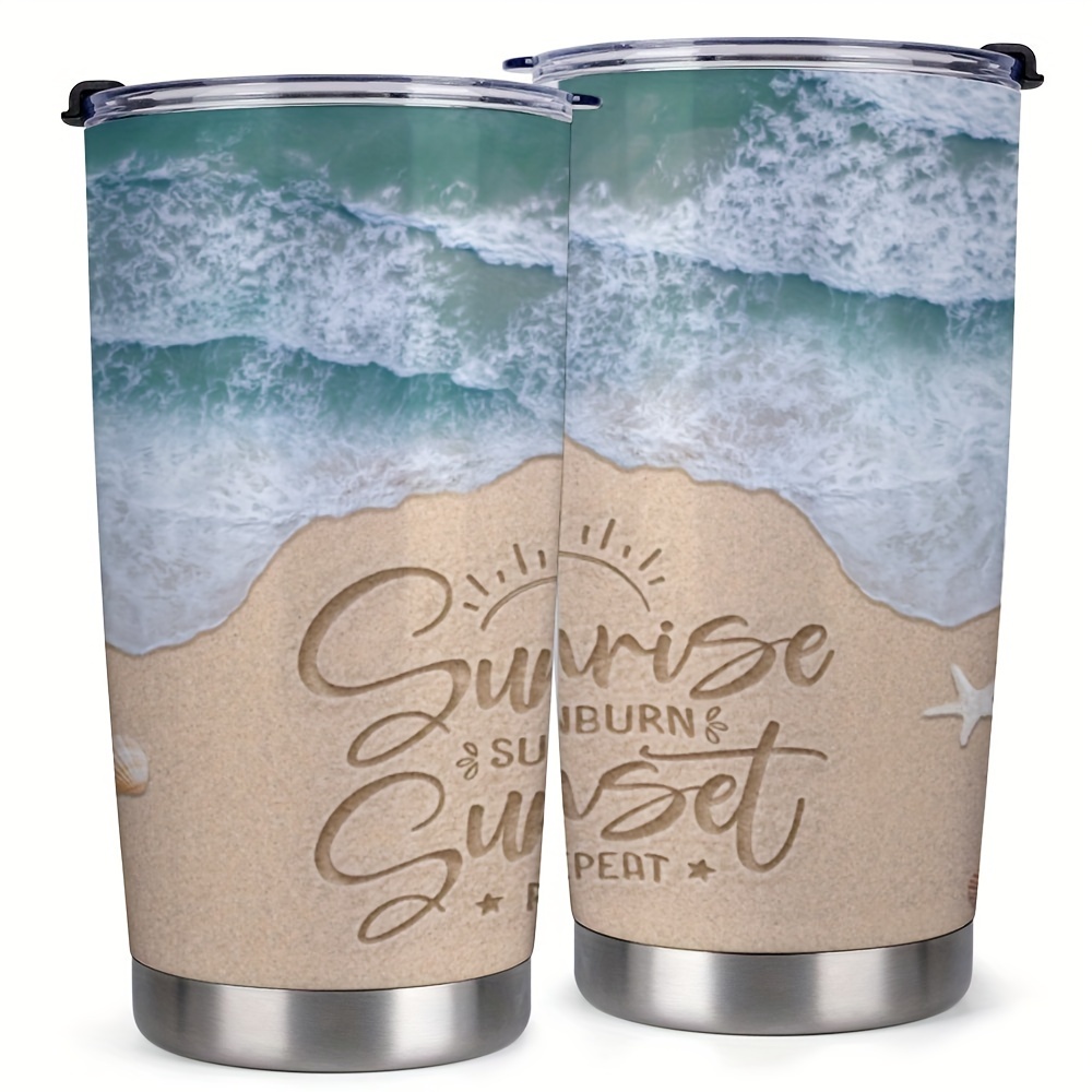 

1pc 20oz Tumbler Cup With Lid, Sunrise, Sunburn, Sunset, Repeat Print Design Cup, Gifts For Family, Friends, For Home, Office, Travel, Coffee Mug