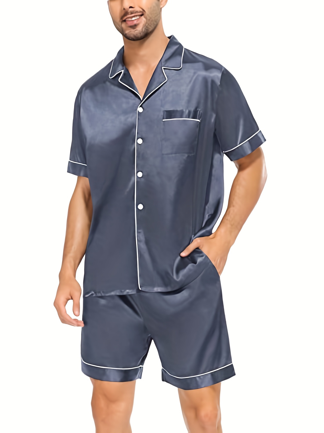 Pajamas Men Summer Short Sleeved Ice Silk Thin Breathable Homewear