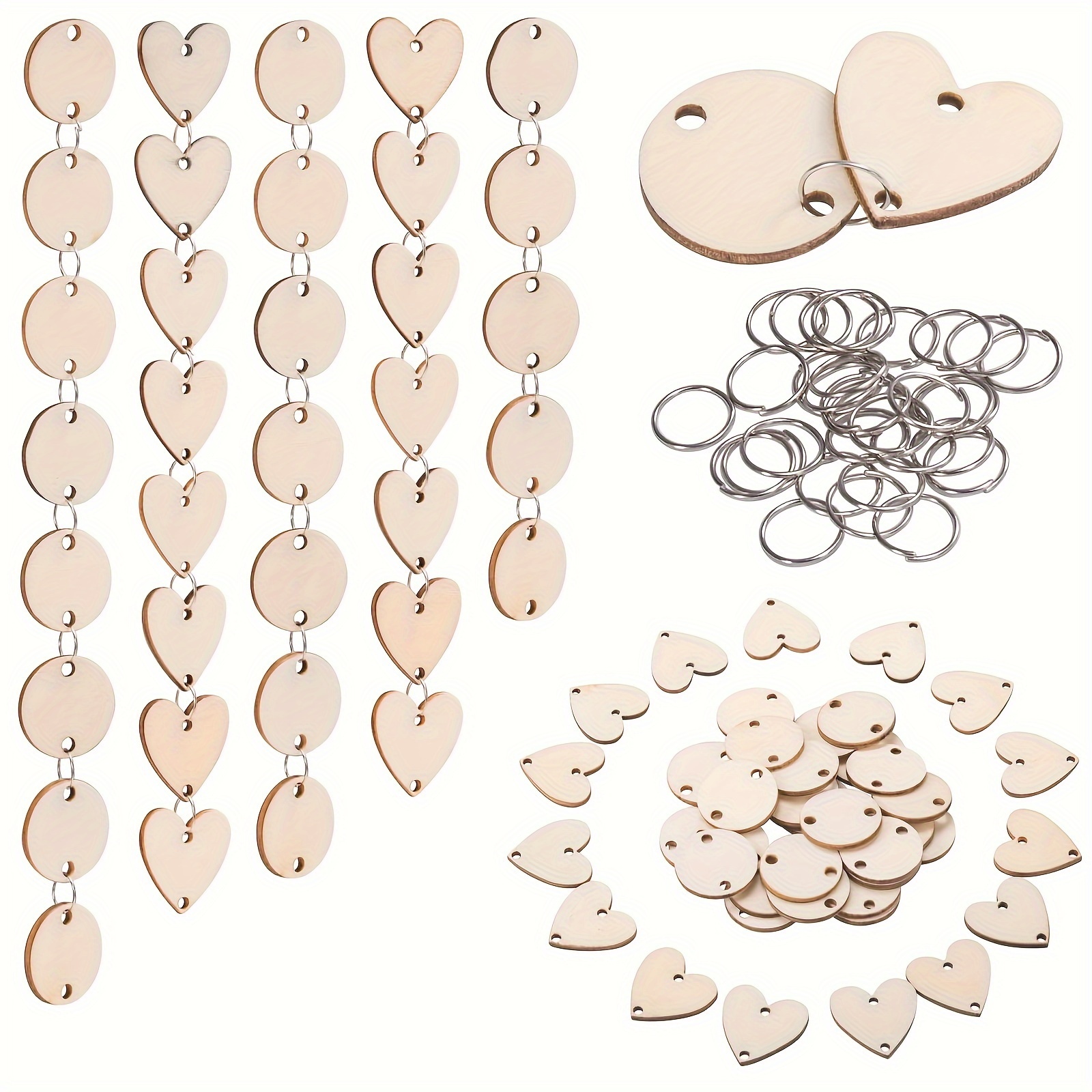  100Pcs 1 Wooden Hearts for Crafts, Small Wood Hearts