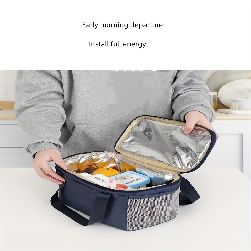 Square Flat Lunch Box Women Insulated Lunch Bag Waterproof Picnic Oxford  Large Tote Portable School Aluminum