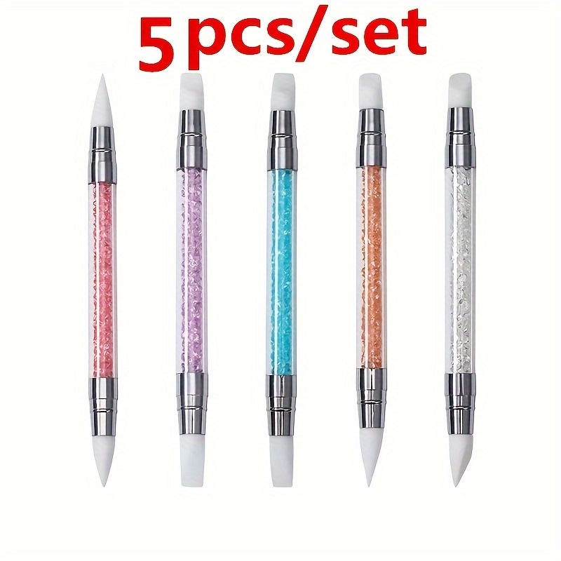 5 Pcs Nail Art Sculpture Pen Dual Tipped Silicone Nail Tools Nail