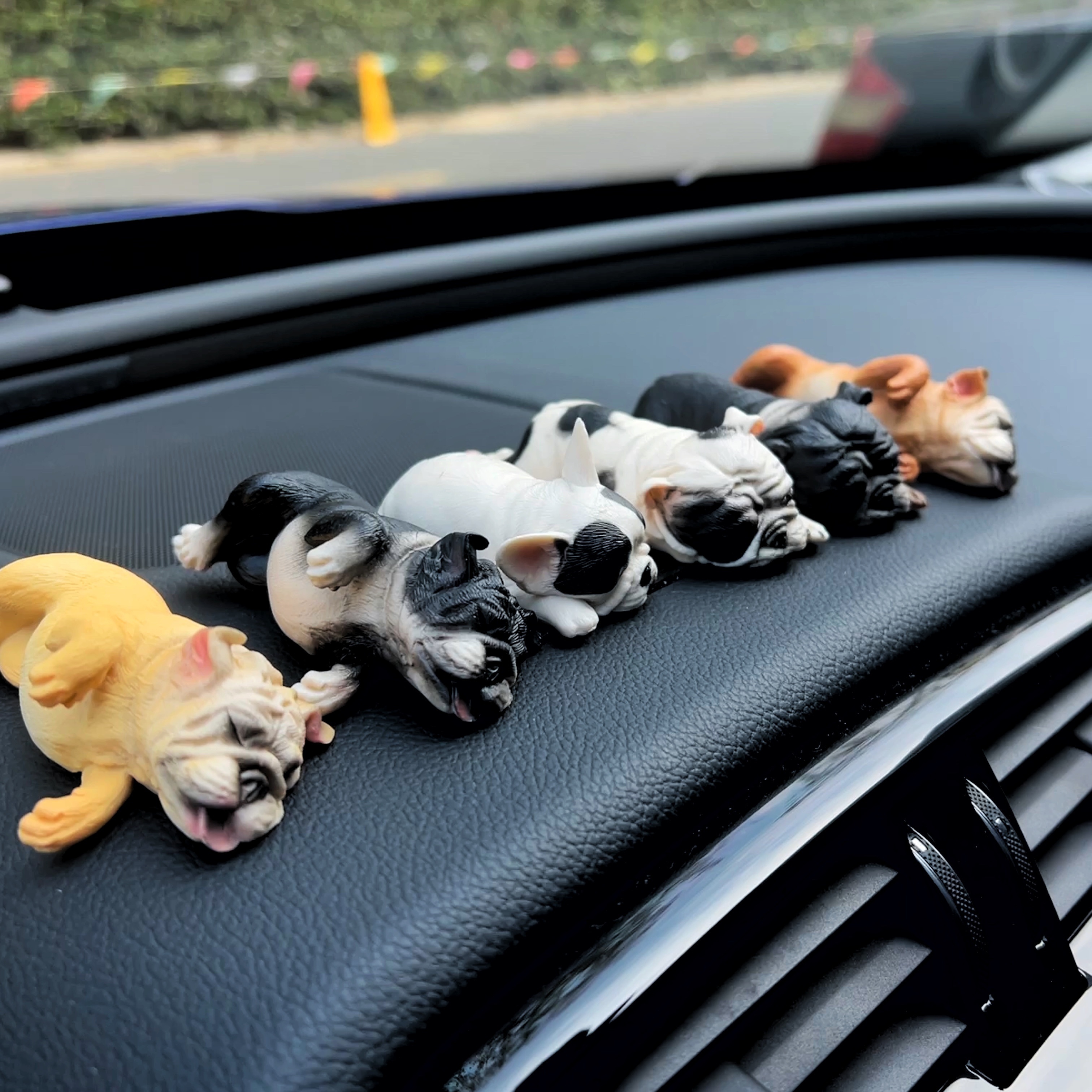 Car Interior Decoration Cute Resin Sleeping Pet Bulldog - Temu