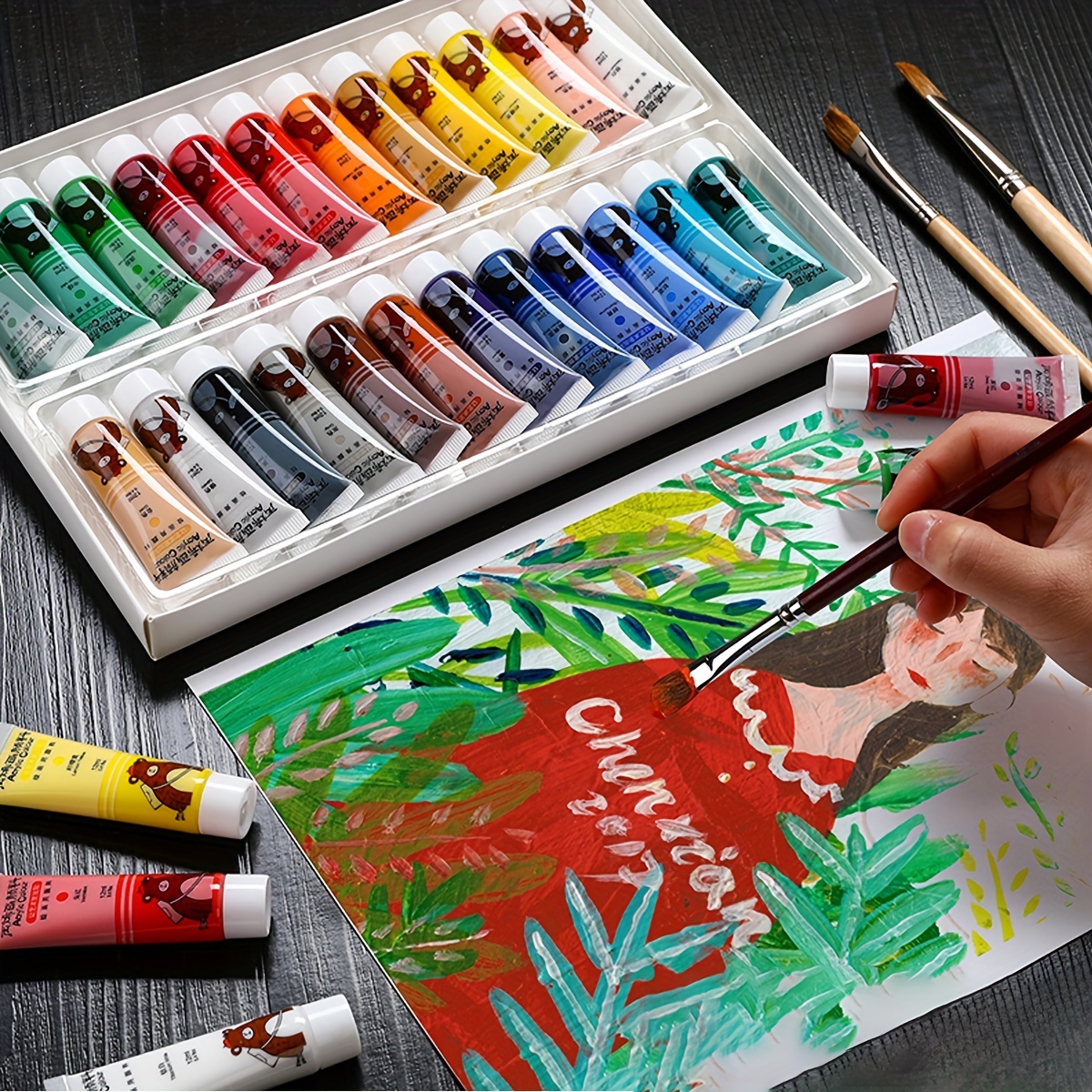 Set de Pintura Acrílica 33 piezas (Incluye 24 colores) - Kit de Arte