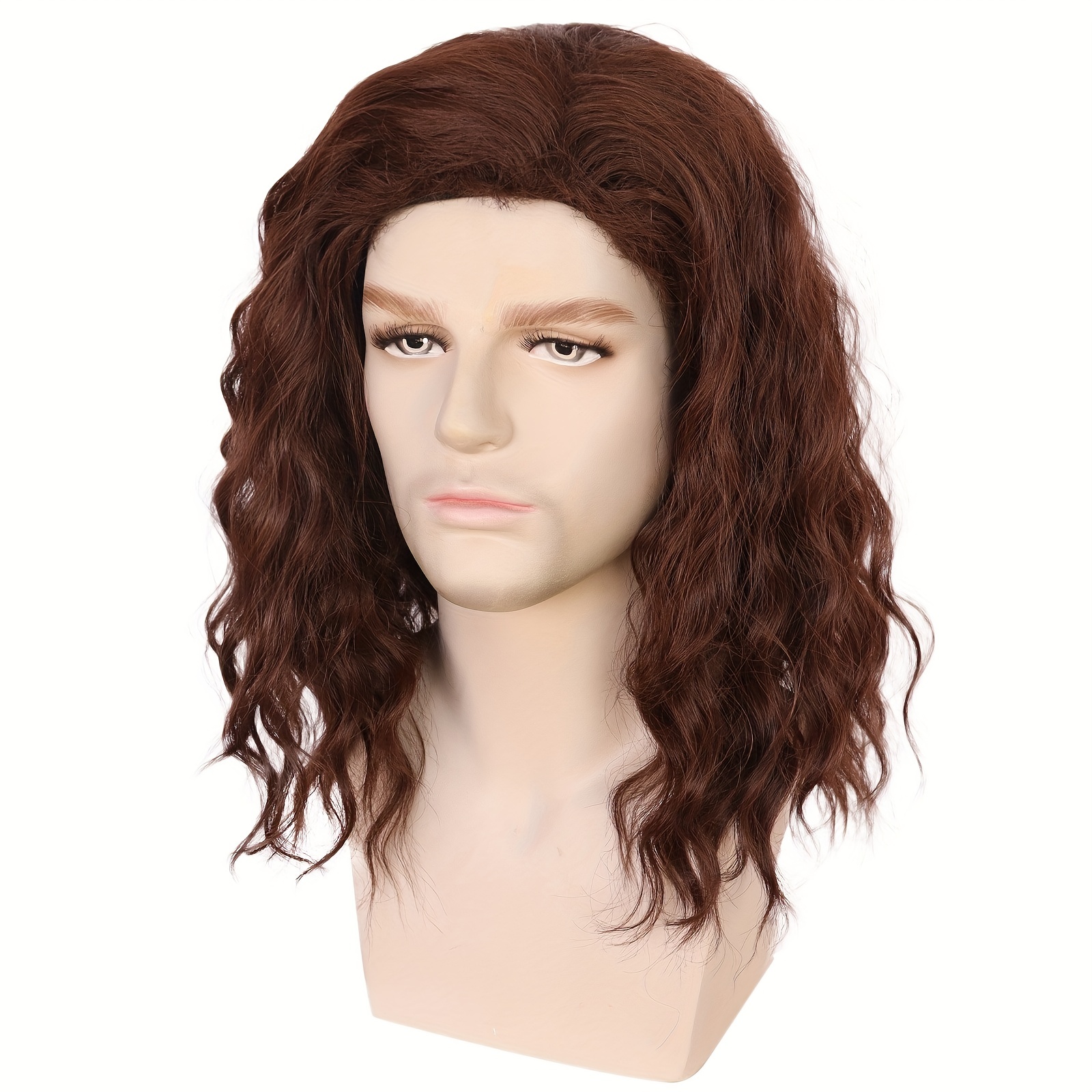 Brown Shoulder Length Synthetic Long Curly Hair Wigs Men Temu Canada