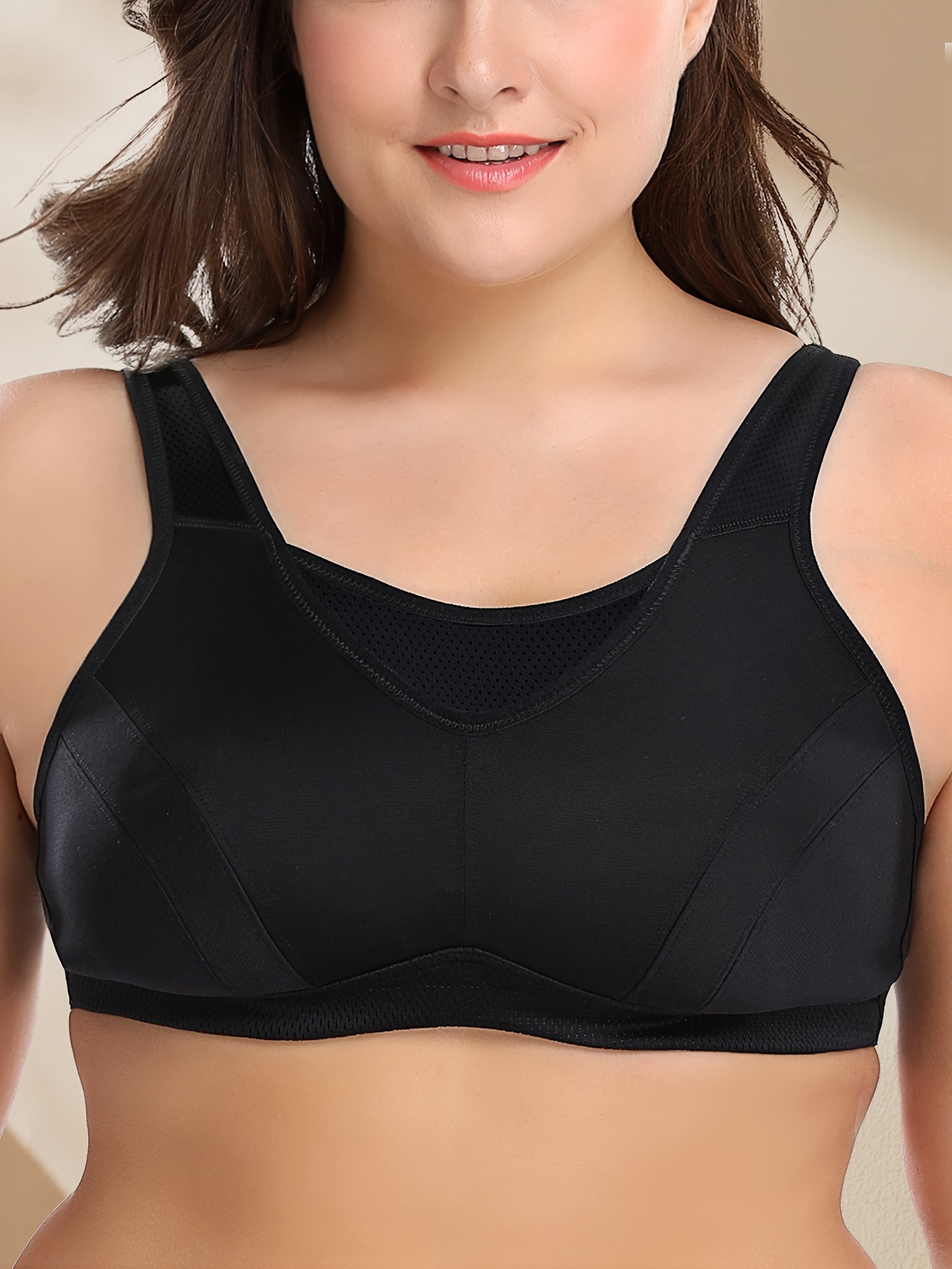 Plus Size Casual Bra Women's Plus Solid Breathable Eyelet - Temu
