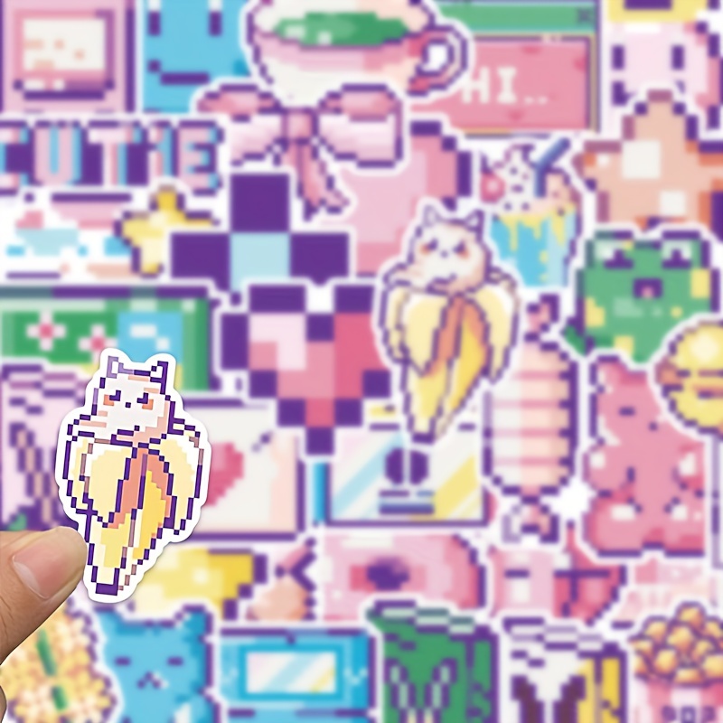 Handmade Pixel Art 32x32 Dots DIY Painting Cartoon Cat Frame Room