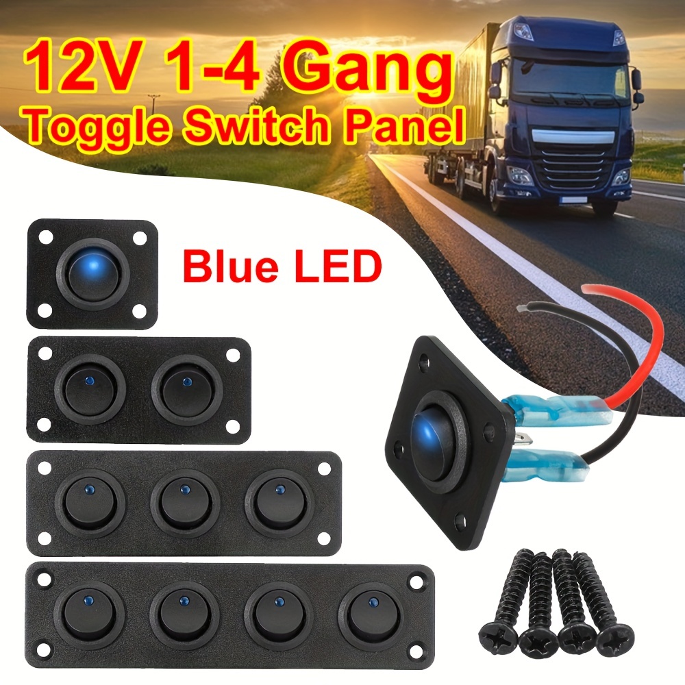 Blue 4 Gang Rocker Switch Panel Toggle Controller Box for Truck JEEP Ford  12V