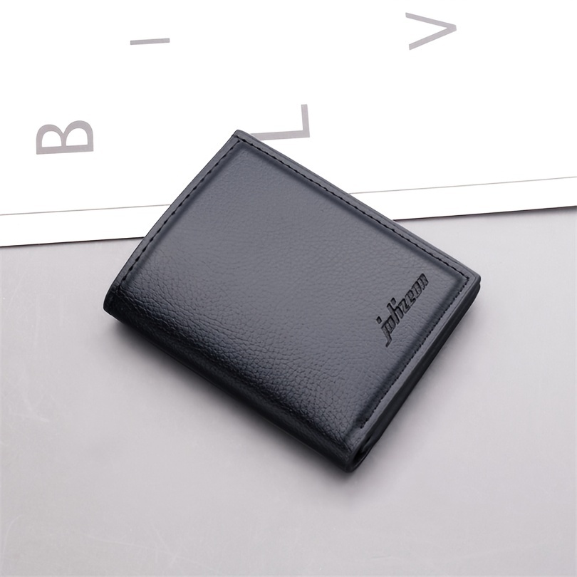 Mens Black Blue Pu Leather Wallet - Temu