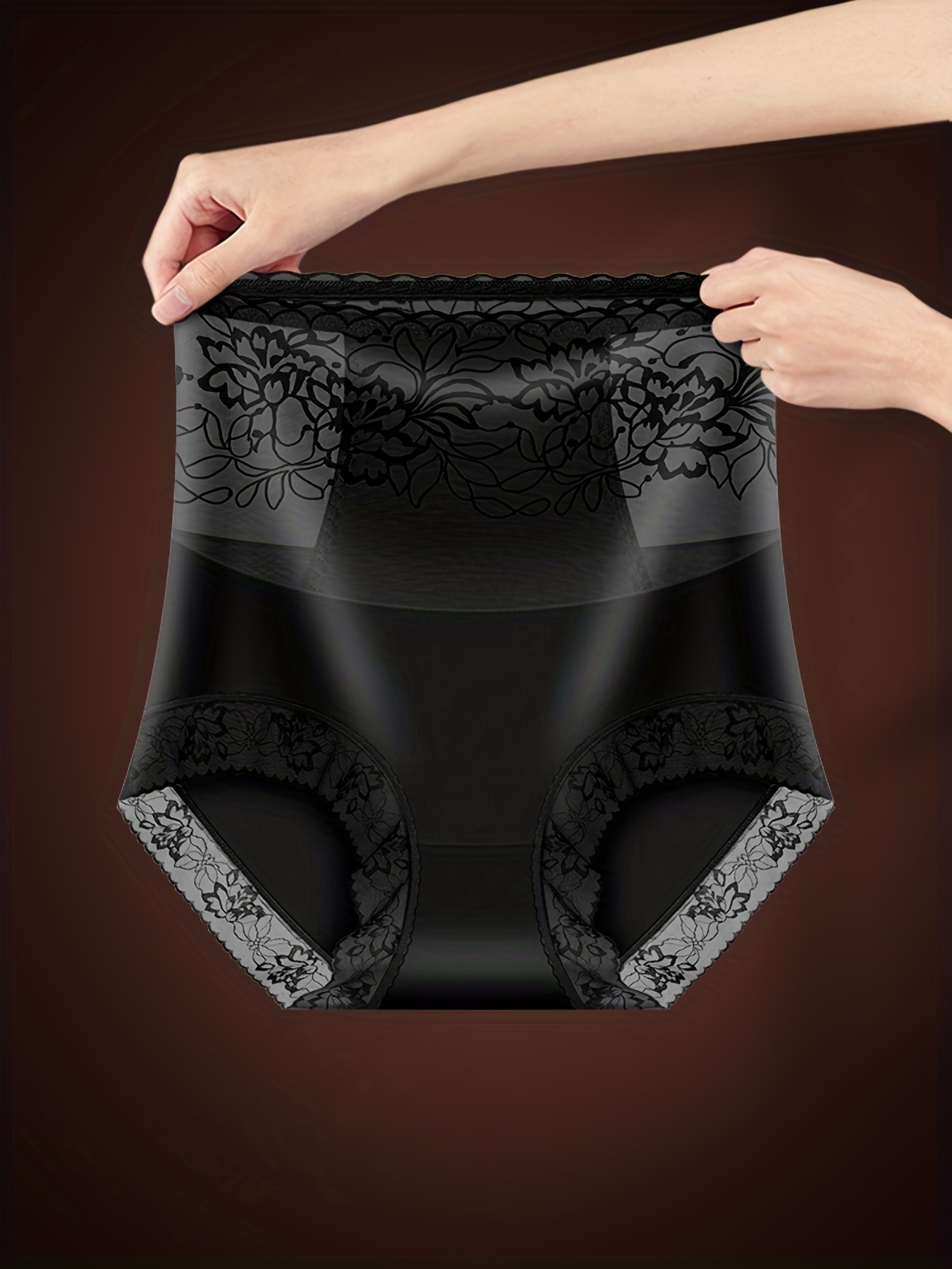 Black Stitching Detail Satin Thong