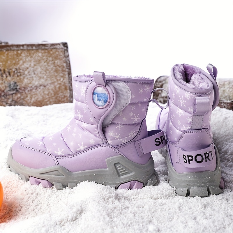 Boys Girls Graphic Print Plush Warm Snow Boots Winter Temu Canada