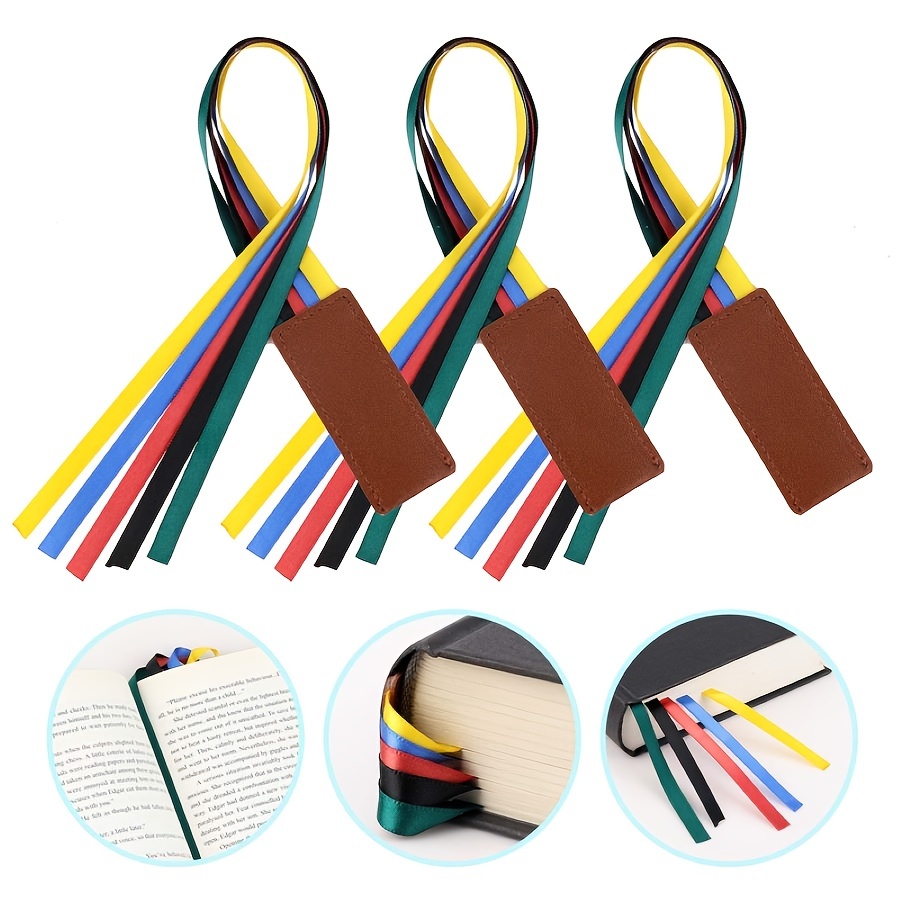 3 Pieces Bible Ribbon Bookmark Ribbon Colorful Markers Artificial Leather  Bookmark Book Page Markers with Colorful Ribbons for Novel Books Reading