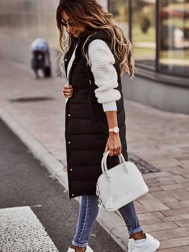 button front hooded coat casual sleeveless long length outerwear womens clothing