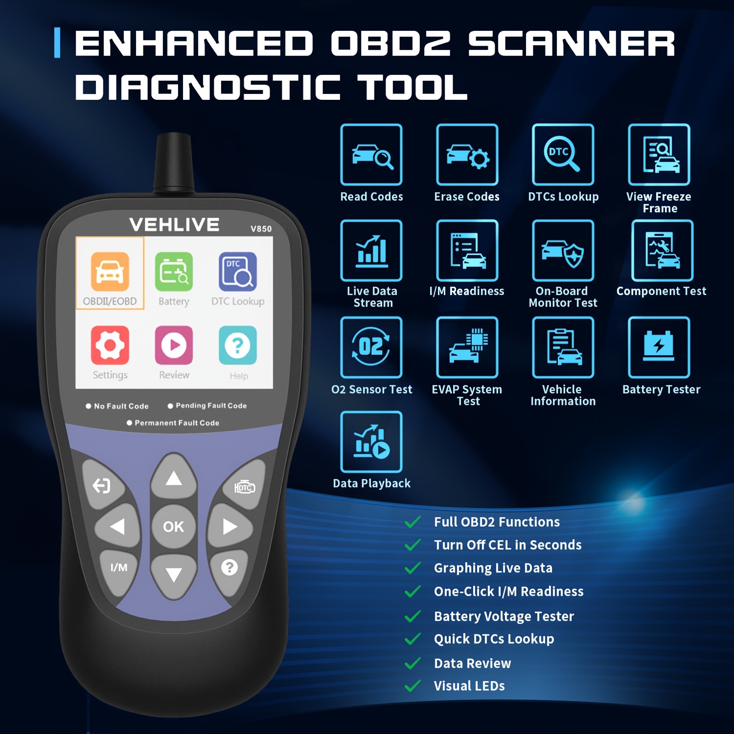 Scanner De Code De Diagnostic Automobile OBD2 V850 Lecteur - Temu France