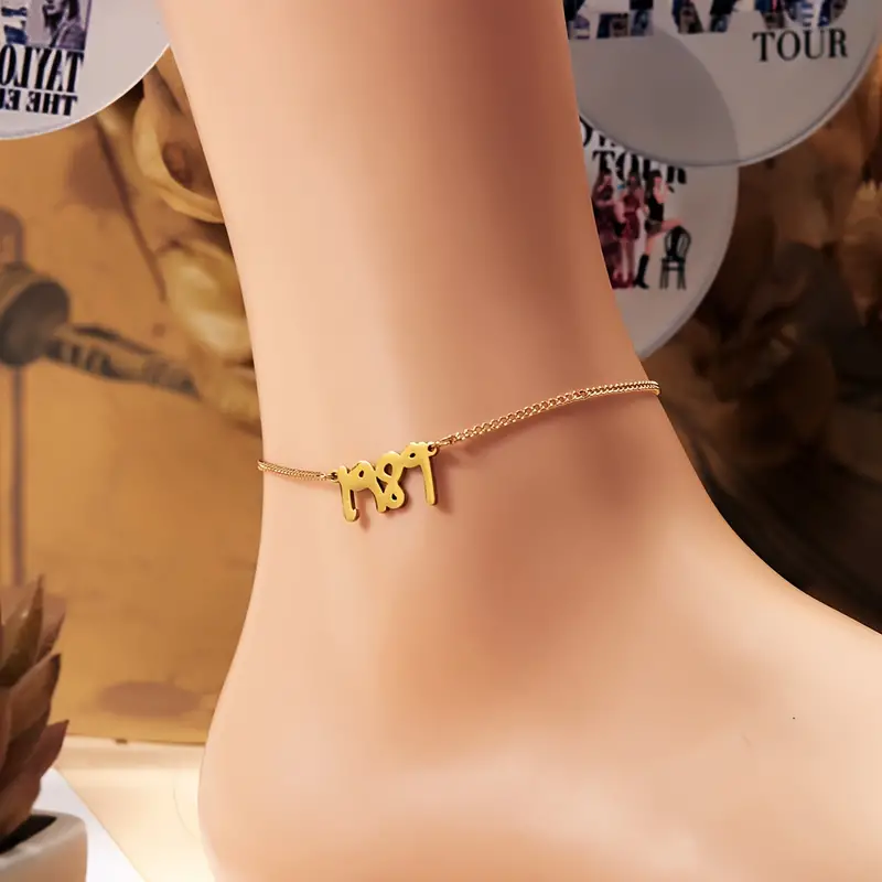 Stylish Lucky Number 1989 Charm Anklet Commemorative - Temu
