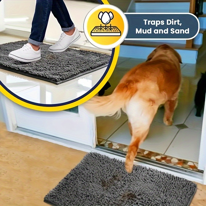 Absorbent Dog Rug, Door Mat for Dog & Cat, Microfiber Chenille Dog Mat for  Paws, Non Slip Indoor Door Rug, Soft, Durable Pet Rug for Crate, Machine  Washable Quick Drying Entry Rug 