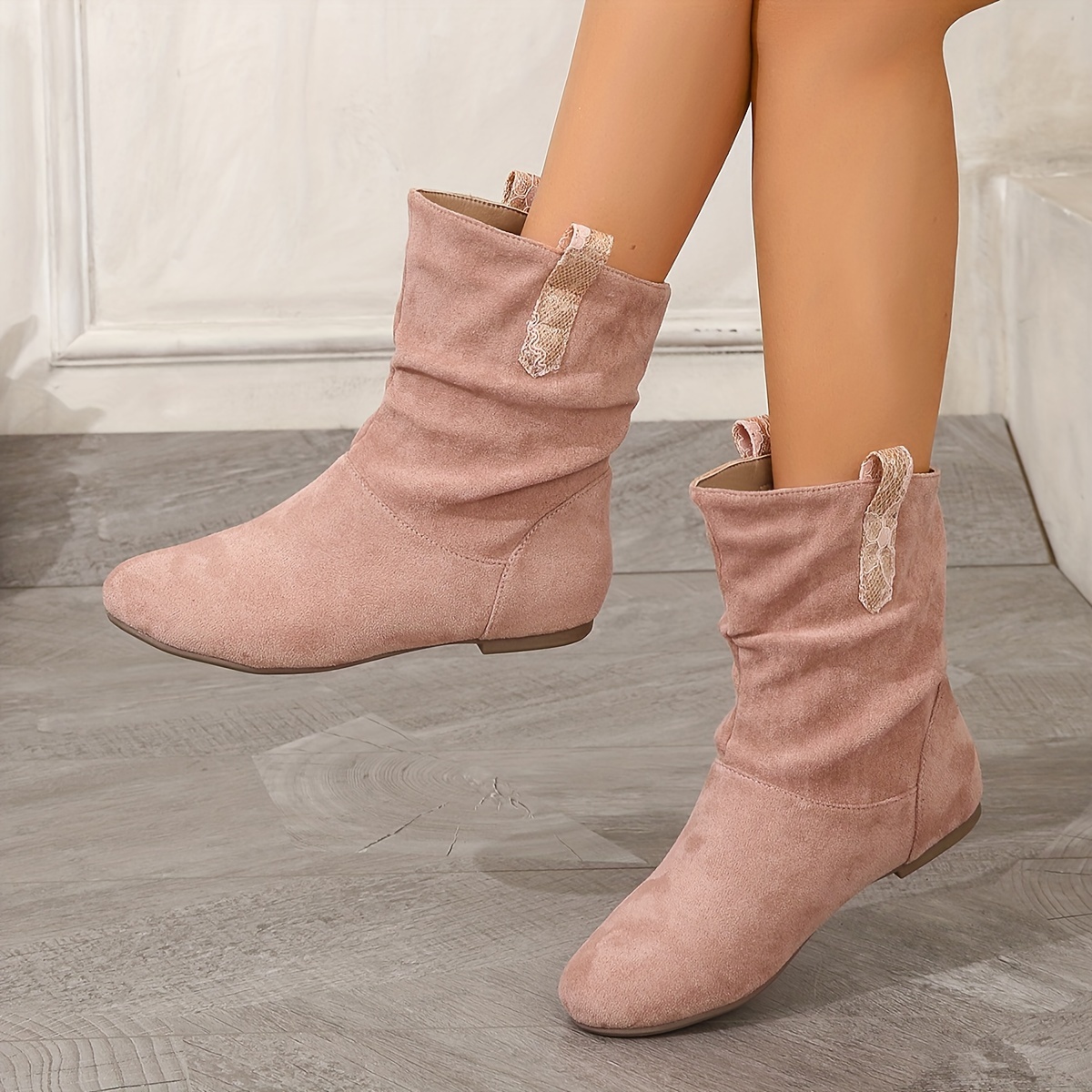velvet flat boots