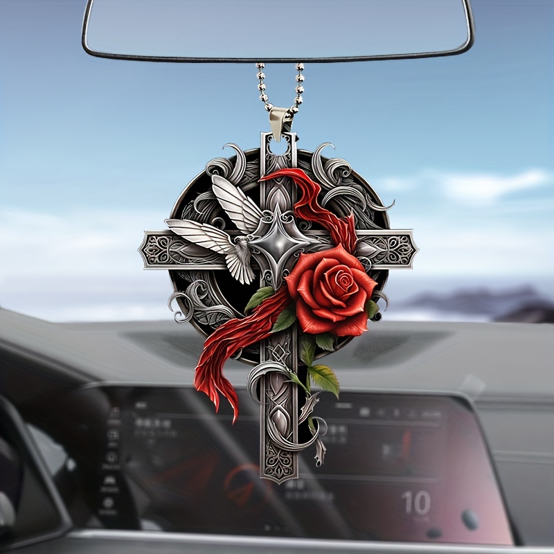 1pc Acryl Totenkopf Rose Blume Auto Rückspiegel Anhänger - Temu Switzerland